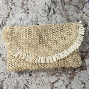Cream Woven Clutch NWOT
